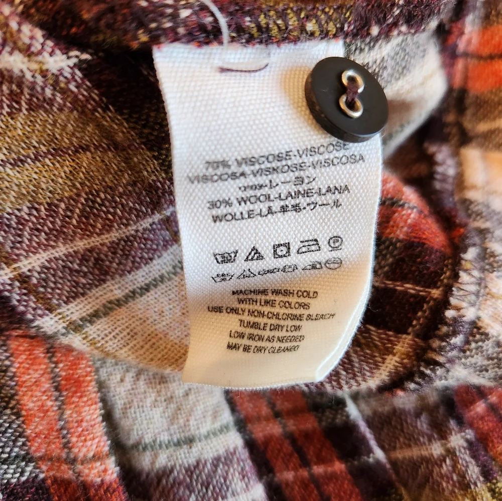 Free People Promise Everything Plaid Wool Blend Cropped Ruffle Top Size Medium